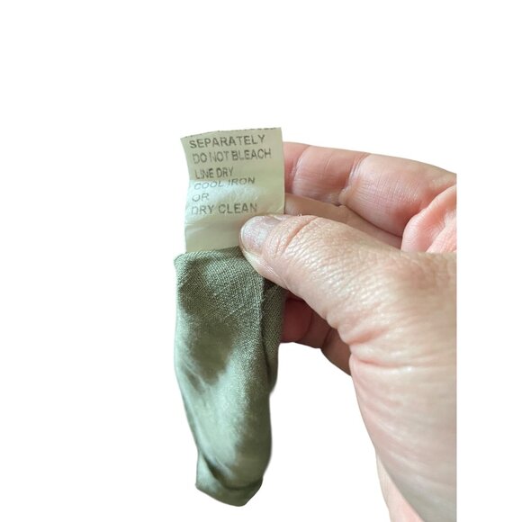 Carla Conti Y2K Linen Shift Dress Olive Green Size M Coastal Summer Beach Boho - Picture 5 of 13